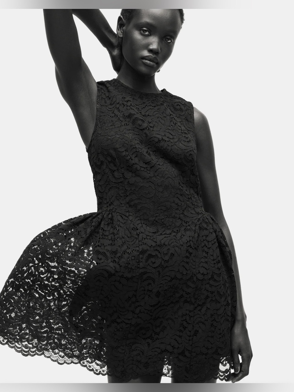 H&M, Elegant Black Skirt Lace Dress, Size 4